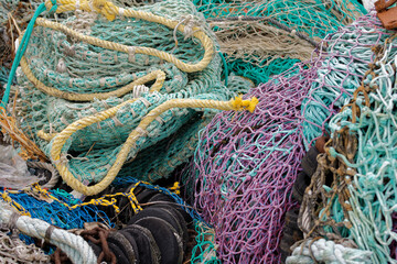 gros plan sur des filets de peche