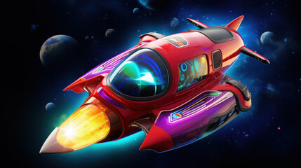 Cartoon illustrated space ship