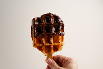 Chocolate dipping waffle-front view