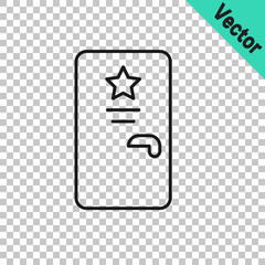 Black line Backstage icon isolated on transparent background. Door with a star sign. Dressing up for celebrities. Vector
