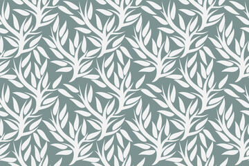 Naklejka na ściany i meble leafy tree shape illustration seamless pattern background 