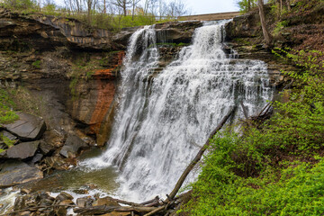 Brandywine Falls of Brandywine Creek, a tributary of the Cuyahoga River in Cuyahoga Valley National Park in Sagamore Hills Township, Ohio.