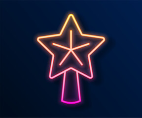 Glowing neon line Christmas star icon isolated on black background. Merry Christmas and Happy New Year. Vector