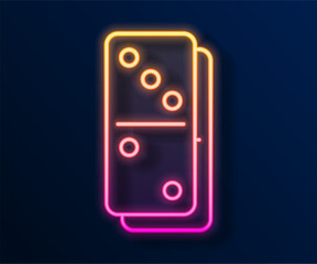 Glowing neon line Domino icon isolated on black background. Vector