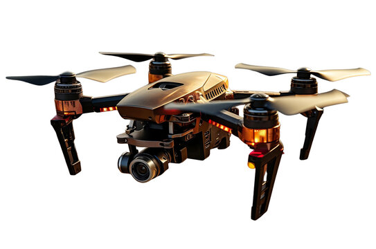 Image of quadcopter. A flying drone isolated on transparency.