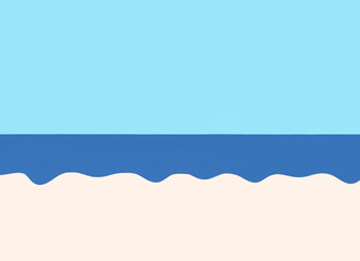 Obraz premium Beautiful panorama of seascape with waves and blue sky. Minimal concept of vocation and peace. Copy space.