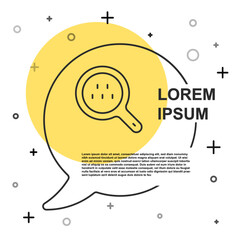 Black line Magnifying glass and taxi car icon isolated on white background. Taxi search. Random dynamic shapes. Vector