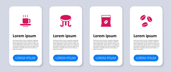 Set Coffee beans, Bag coffee, table and cup. Business infographic template. Vector