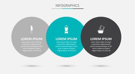 Set Pepper, Knife and Cooking pot and spice. Business infographic template. Vector