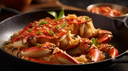 A centered shot of a tasty crab dish - obrazy, fototapety, plakaty