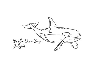 line art of world orca day good for world orca day celebrate. line art. illustration.