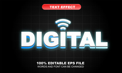 Editable text effect blue and white light color technology style, Vector eps file