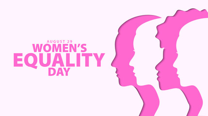 Women's equality day, August 26. Women equality paper cut design. Greeting card, banner, poster, background. Vector illustration