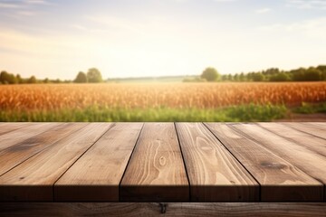 Naklejka na ściany i meble ai generated an image of an empty wooden table backgroundRusticBlurred Grassland