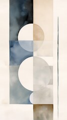 Abstract minimal watercolor art with circles and spheres
