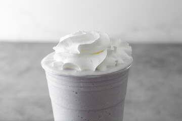A view of a cold taro smoothie.