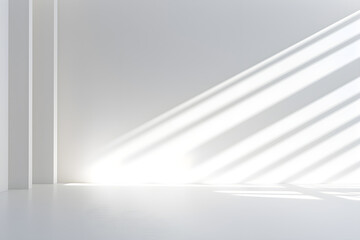 3d light and white room, floor shadow and shadow on white wall with light and shadow on the floor, Generative AI