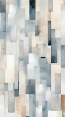 Abstract minimal bricks and blocks watercolor of soft beige and muted blues