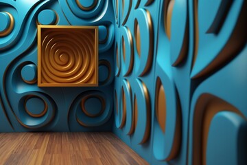Caramel blue textured wall, Generative AI