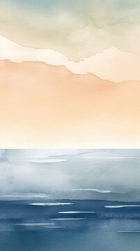 Abstract Watercolor beige and aqua ocean horizon brush strokes, ai