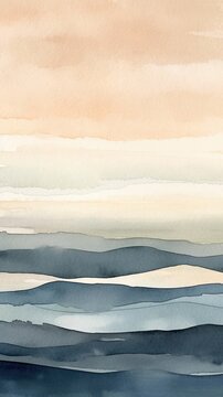 Abstract Watercolor beige and aqua oceanic brush strokes, ai