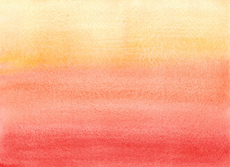 Abstract, watercolor background in shades of autumn, yellow, orange, red. Drawn by hand. Element for banner, design, decoration with place for text. watercolor texture on paper.