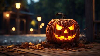 Halloween glowing pumpkin Generative AI
