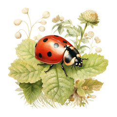 Ladybug Watercolor Clipart, Insect Illustration, Bug Clipart, Clipart Ladybug, made with generative AI