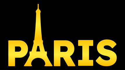 gold paris writing, letter a like the Eiffel tower