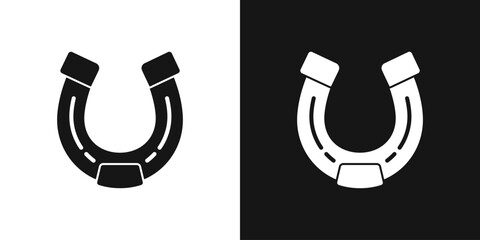 Metal horseshoe vector icon. Horse shoe silhouette, lucky symbol