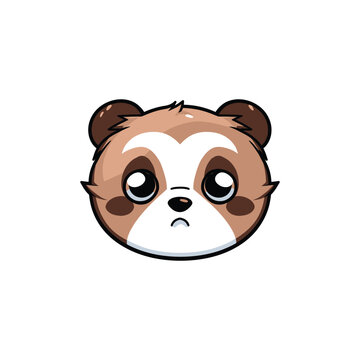 Cute sad Panda face kawaii face vector illustration, vector stock image, panda icon, symbol