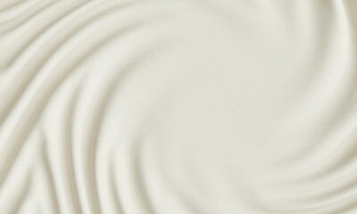 Clean white satin with swirling wrinkles. Fabric texture background. 3D render