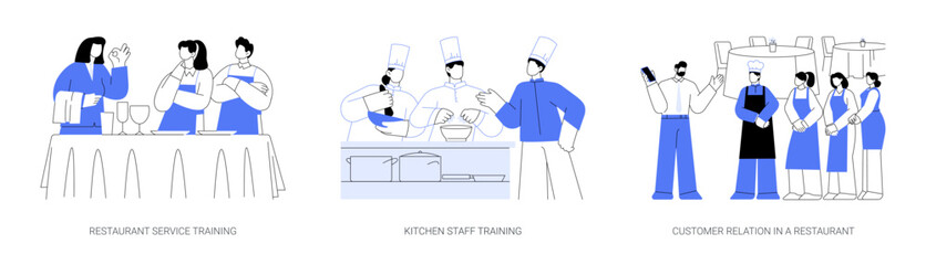 Restaurant staff training abstract concept vector illustrations.