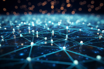 Abstract representation of decentralized data exchange, displaying a global network of users. Generative AI content.