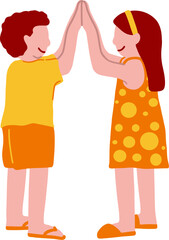 Cute Boy and Girl Play Hand Toss Game
