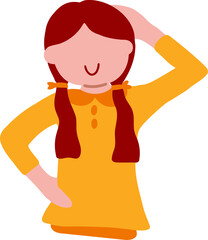 Cute Twintail Girl with Brown Dress