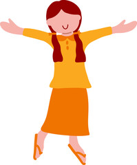 Cute Girl with Twintail and Long Clothes