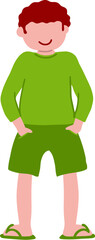 Casual Boy Shrug with Green Clothes
