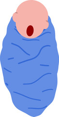 Cute Baby Swaddled with Blue Cloth