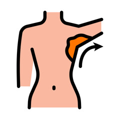 Armpit waxing color icon. Female underarm hair removal procedure. Depilation with natural hot sugar wax