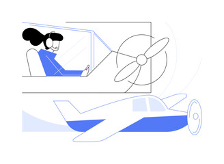 Fly the light aircraft abstract concept vector illustration.