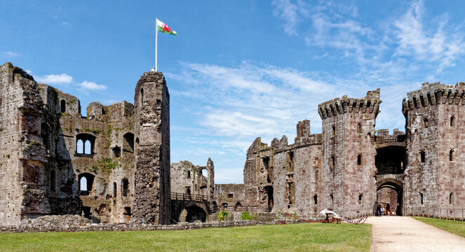 Raglan Castle in Summer, Raglan, Monmouthshire, South Wales, UK