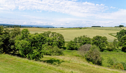 Landscape over fields near Raglan - Monmouthshire, South Wales