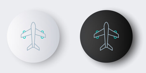 Line Plane icon isolated on grey background. Flying airplane. Airliner insurance. Security, safety, protection, protect concept. Colorful outline concept. Vector