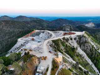 Fototapeta na wymiar Aerial drone ultra wide photo of a mining camp
