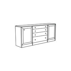 Cupboard Logo element illustration icon, symbol design icon Furniture line art vector, minimalist illustration design