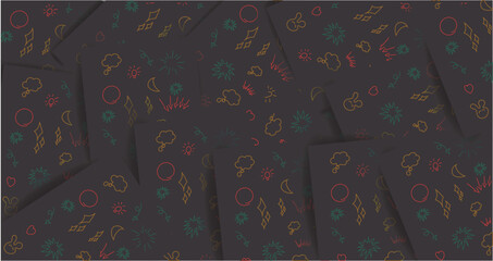stack of black paper background with colorful doodles eps 10
