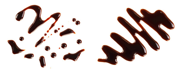 Balsamic vinegar isolated on white background. Top view. Flat lay