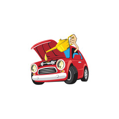 Vector illustration gas station with tree icon.