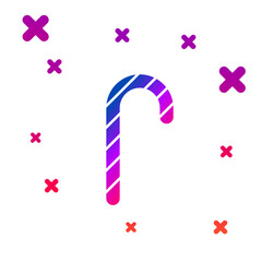 Color Christmas candy cane with stripes icon isolated on white background. Merry Christmas and Happy New Year. Gradient random dynamic shapes. Vector